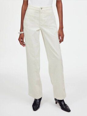 Madewell Cream The Wide-Leg Winnitex Corduroy Pants 24 NWT